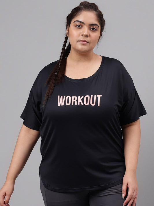 MKH Plus Size Typography Printed Dri-FIT T-shirt 