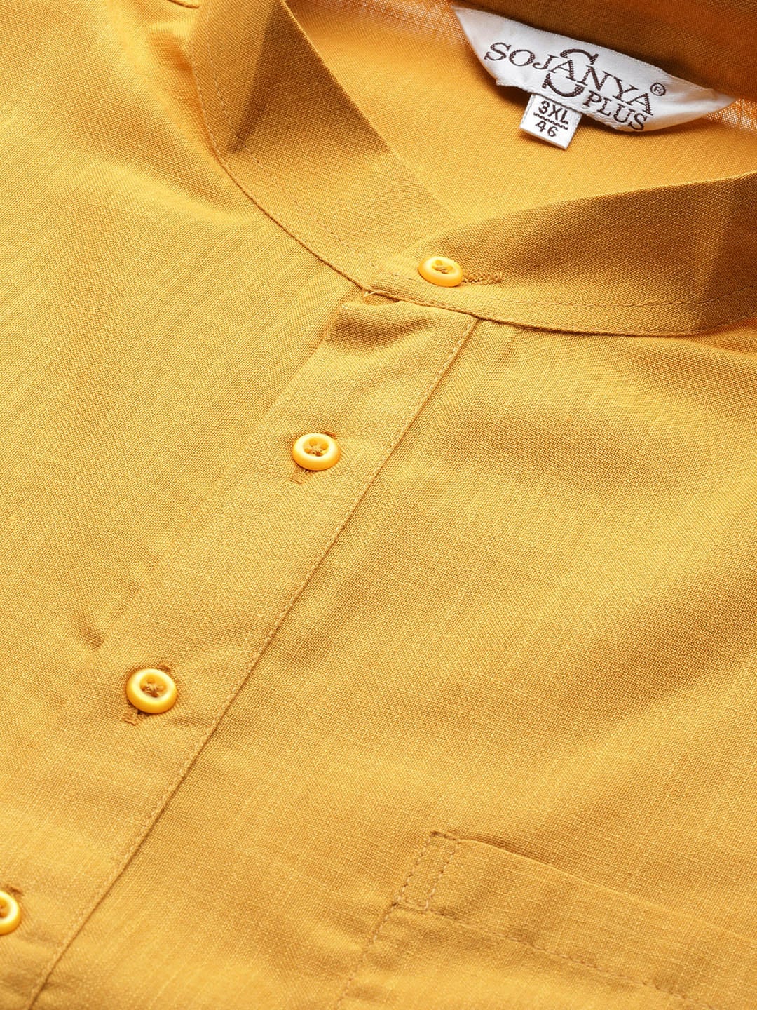 Sojanya Plus Size Men Mustard Yellow Pure Cotton Kurta 
