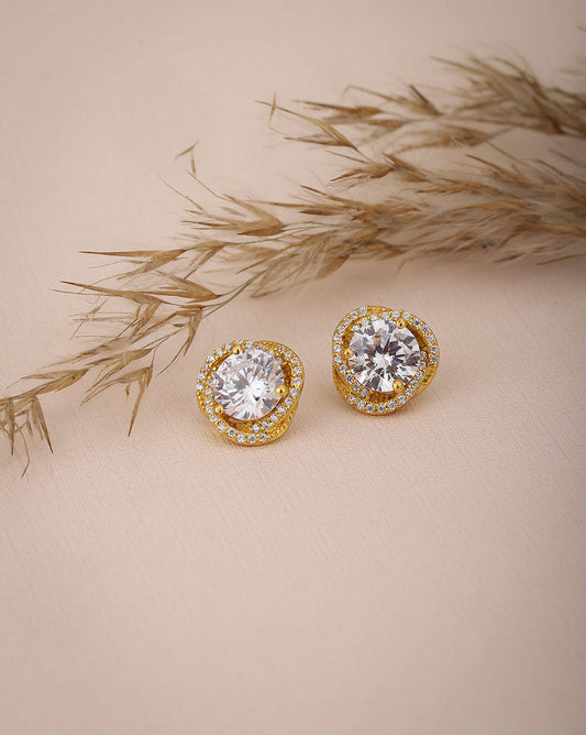 Gold-Polished With Cz Heart Drop Earring For Women - Wahe Jewels