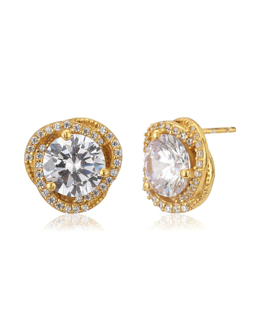 Gold-Polished With Cz Heart Drop Earring For Women - Wahe Jewels