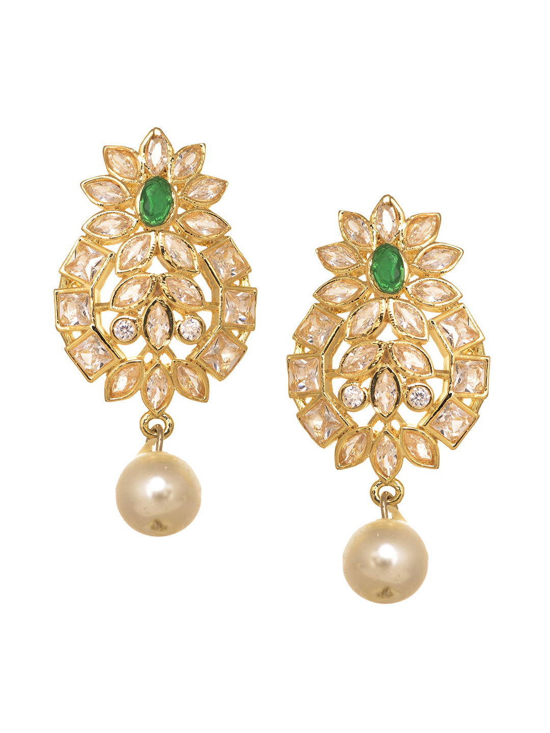 Saraf RS Jewellery GoldPlated Polki Studded With Beads Handcrafted Jewellery Set - Grab2buy