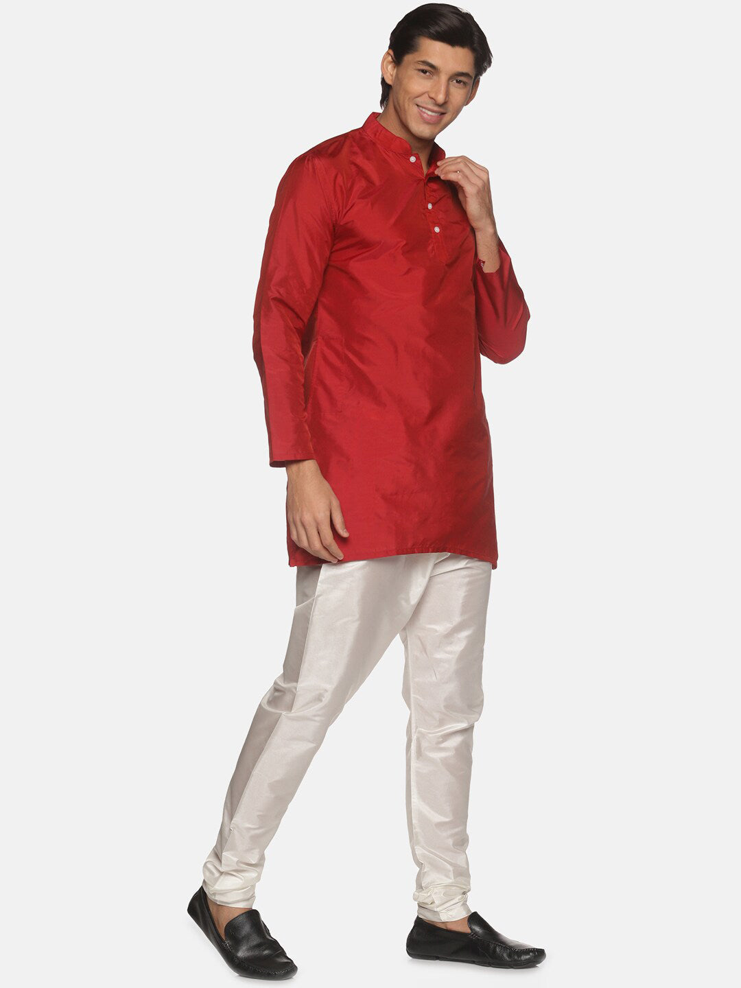 Sethukrishna Men Maroon Kurta with Pyjamas
