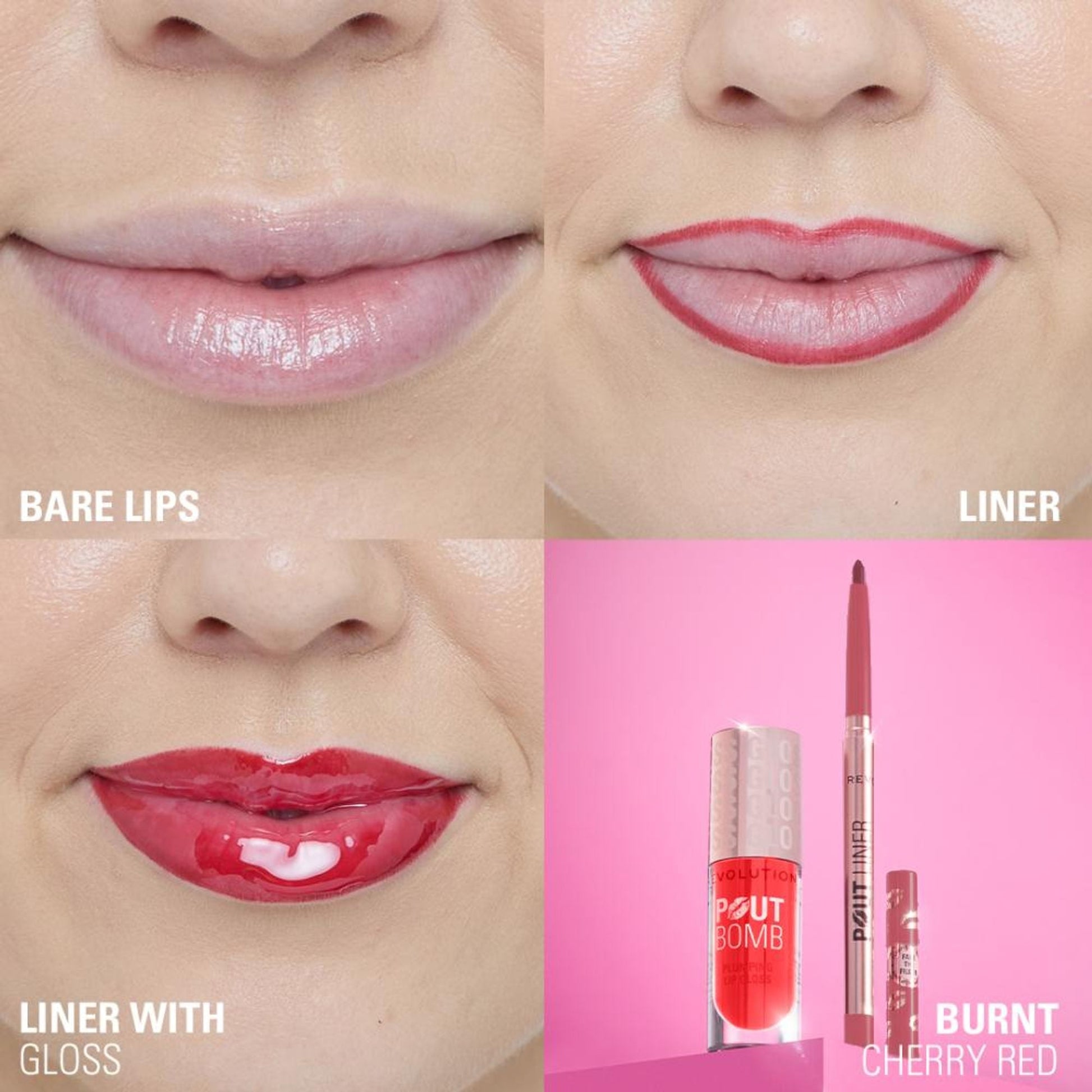 Makeup Revolution Pout Bomb Plumping Lip Liner - Burnt Cherry Red