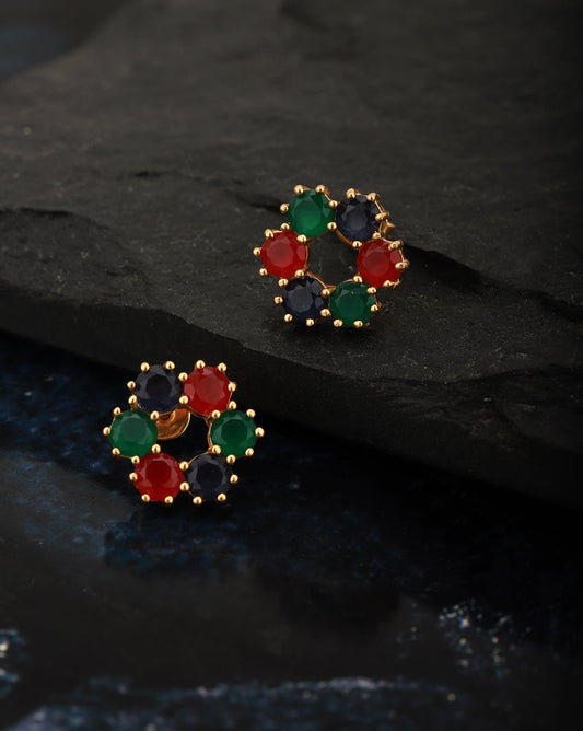 Gold-Polished With Cz Hoop Earring - Wahe Jewels Noz2Toz