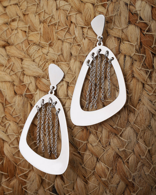 Gold-Polished With Cz Triangular Drop Earring For Women - Wahe Jewels