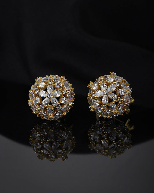 Gold-Polished Cz Stylish Ear Climber With Tassel Earring - Wahe Jewels