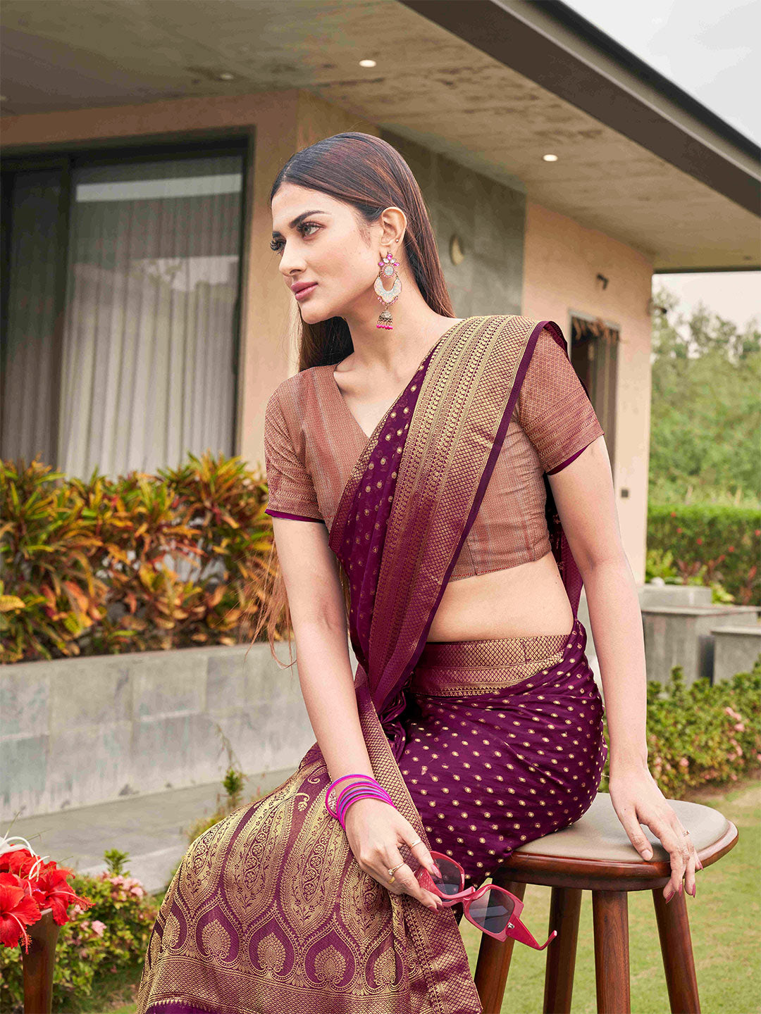 Tikhi Imli Embellished Zari Art Silk Grab2Buy 