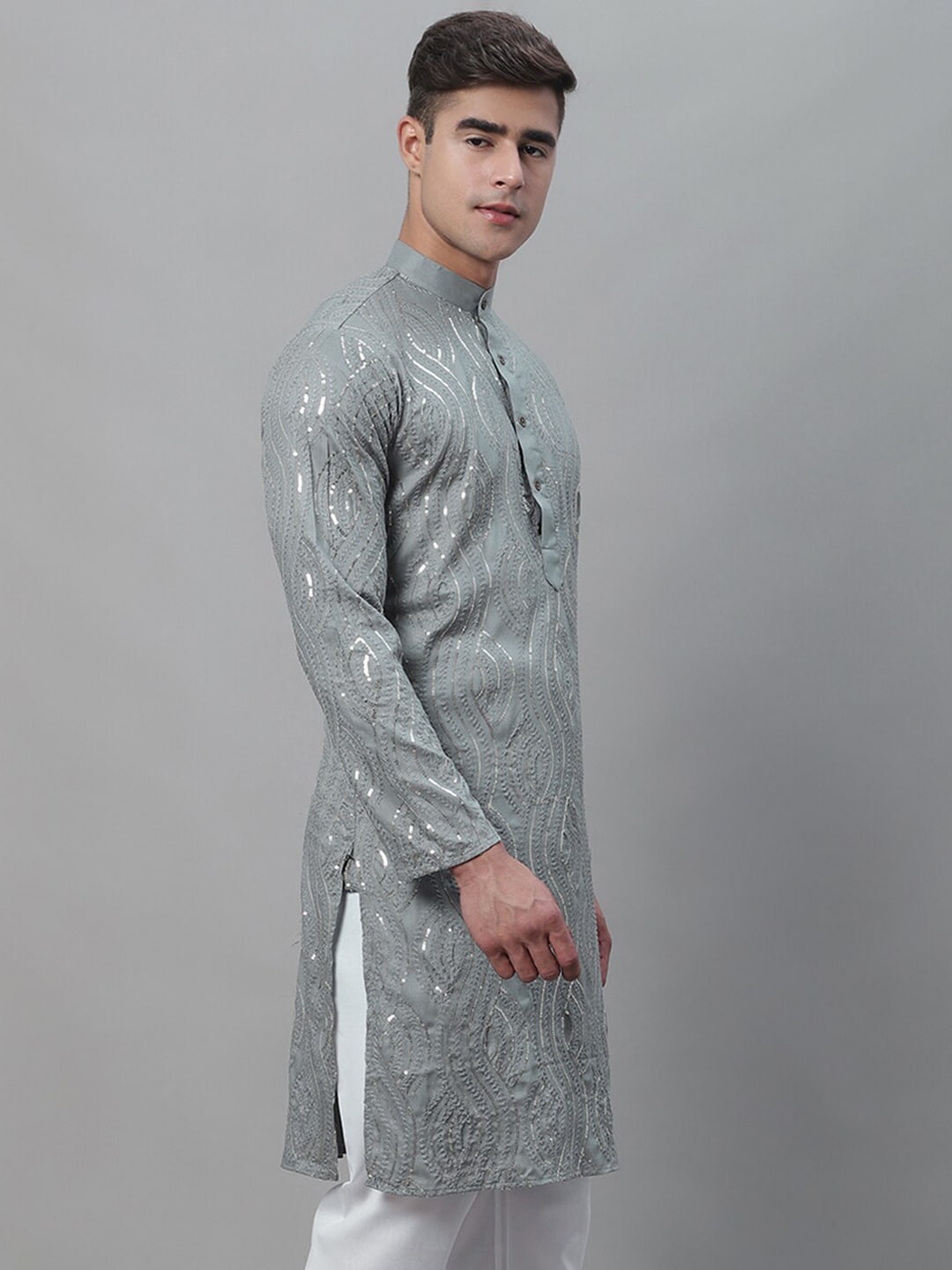 Sojanya Ethnic Motif Embroidered Sequined Work Pure Cotton Kurta 
