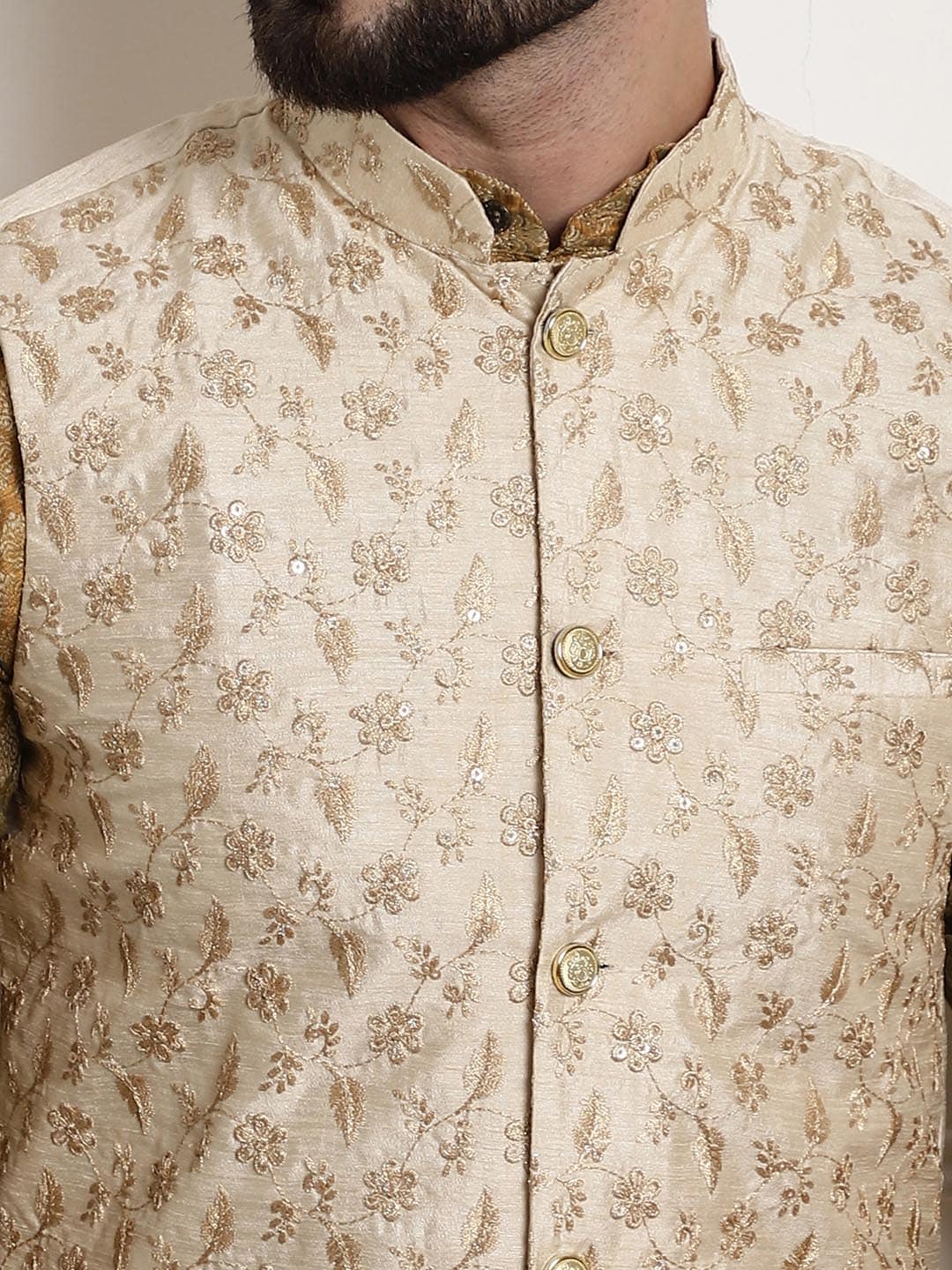 Sojanya Men Green Ethnic Motifs Kurta with Churidar with Nehru Jacket 