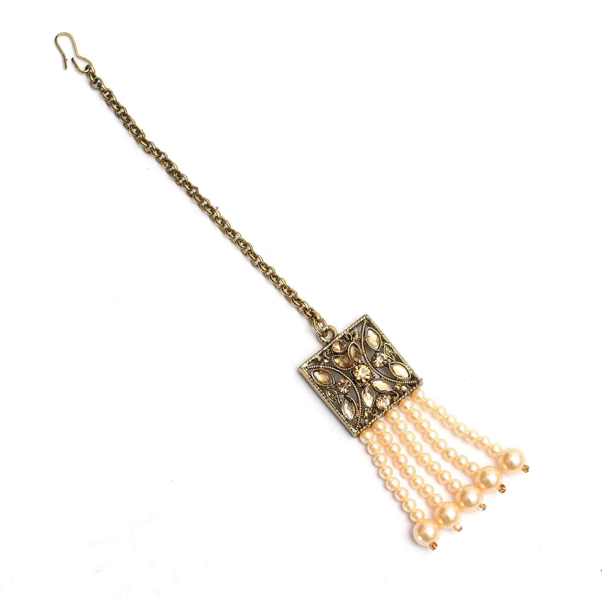 Mominos Fashion Johar Kamal Off White Color Kundan & Pearls Necklace Set - Grab2buy