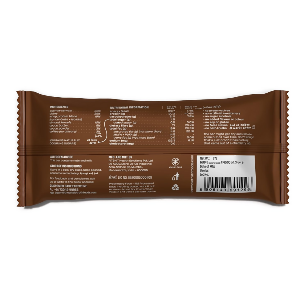 The Whole Truth High Protein Coffee Cocoa Protein Bar  Grab2Buy The Whole Truth Grab2Buy