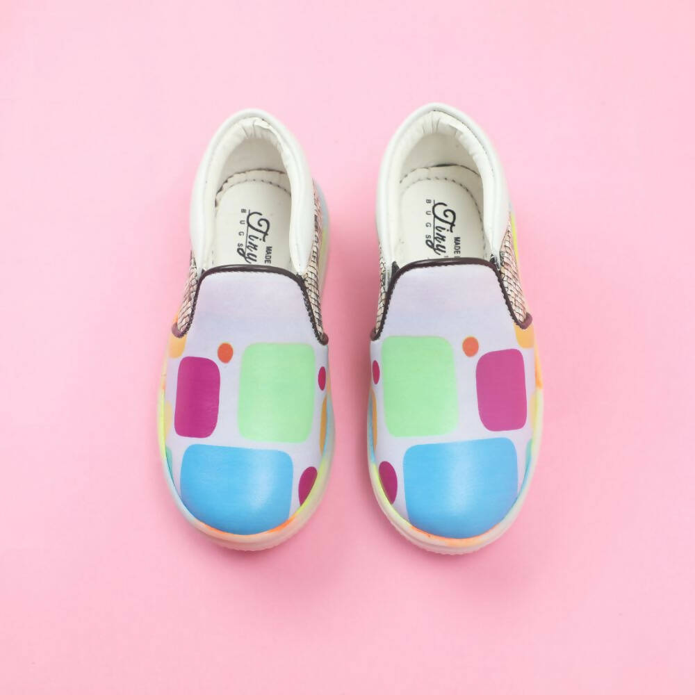 Tiny Bugs Unisex Colorblock Slip Ons Sneakers - Whithe  Grab2Buy Tiny Bugs Grab2Buy