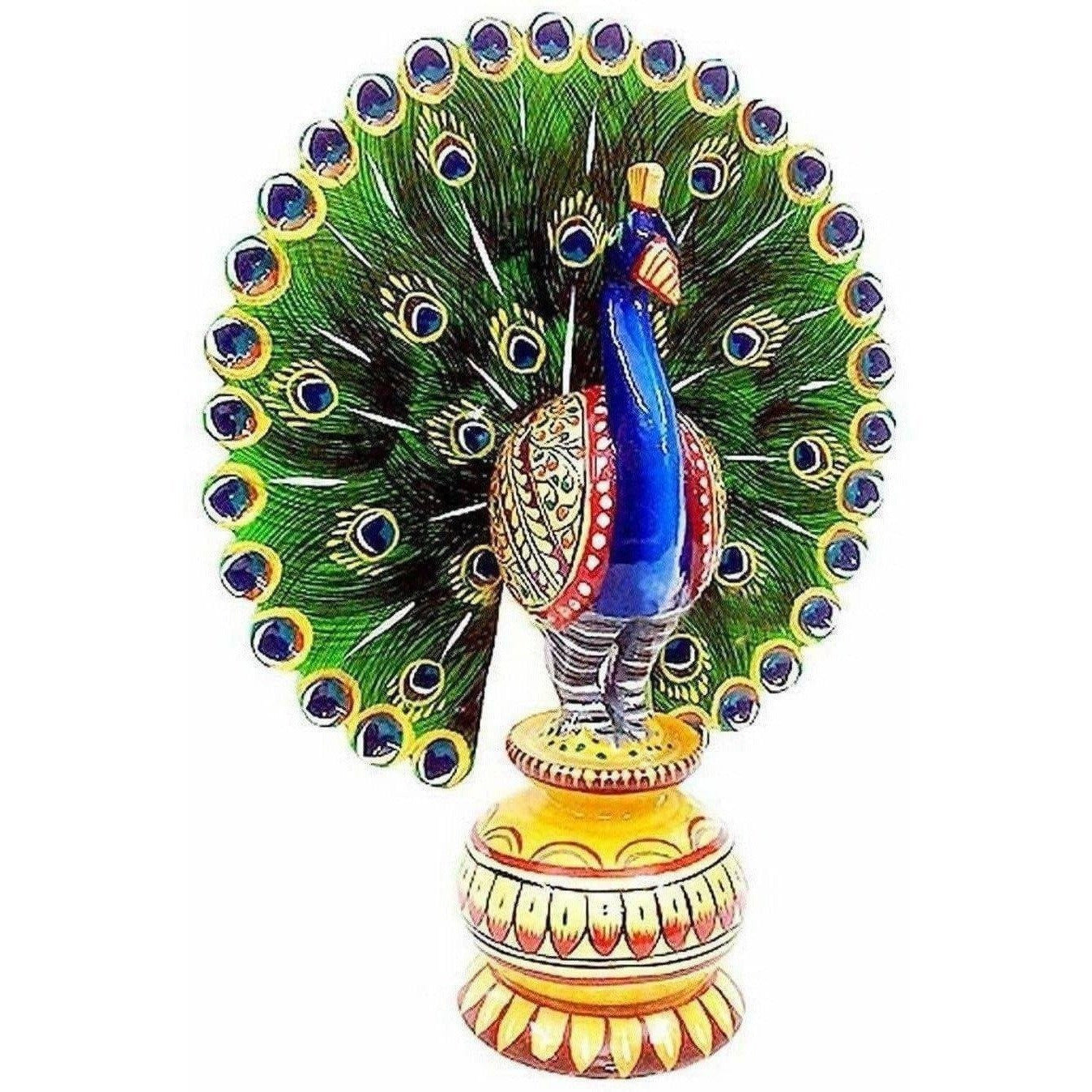 Decorative Wooden Dancing Colorful Peacock 
