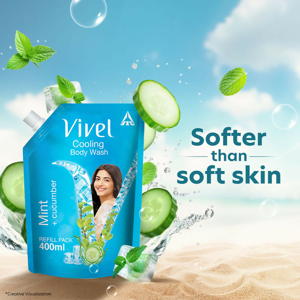 Vivel Cooling Body Wash Mint & Cucumber Moisturizing Shower Gel Supersaver Refill Pouch  Grab2Buy Vivel Grab2Buy