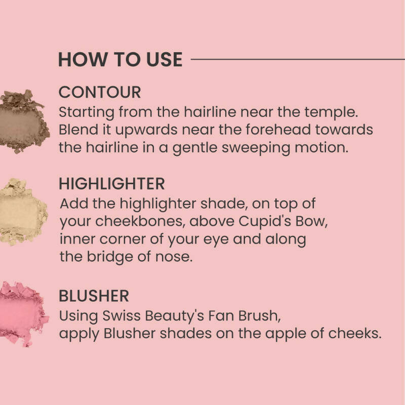 Swiss Beauty Cheek-A-Boo 3 In 1 Blusher Contour & Highlighter - 2 