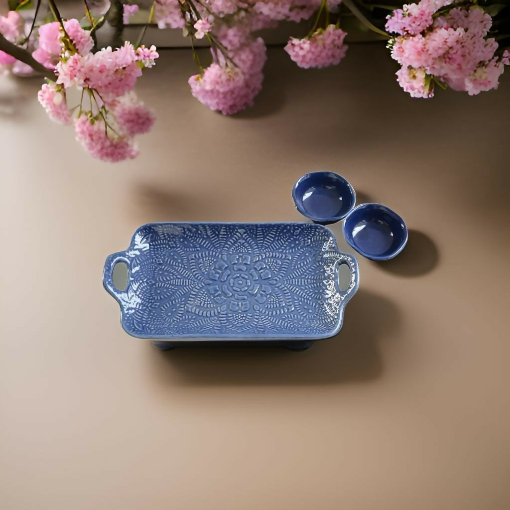Collectibles India Flower Bloom Platter with Dip Bowls