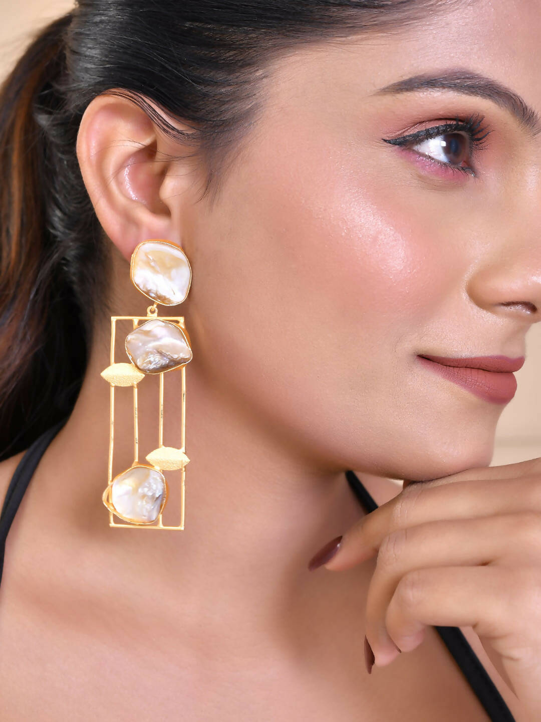 VOJ Women Gold Color stainless steel Earrings  Grab2Buy VOJ Grab2Buy
