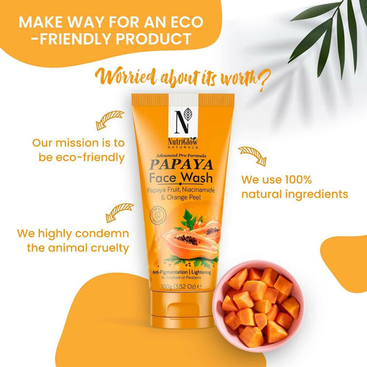 NutriGlow NATURAL'S Advanced Pro Formula Papaya for Skin Brightening & Tan Removal Face Wash - Grab2buy