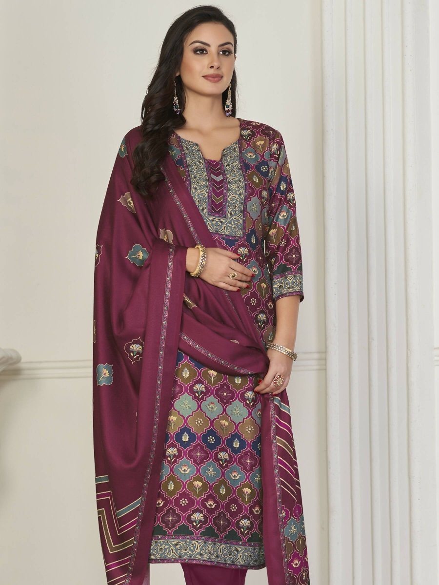 Aastha Fashion Women's Multicolor Pashmina Digital Printed Kurta with Trouser & Dupatta - Grab2buy