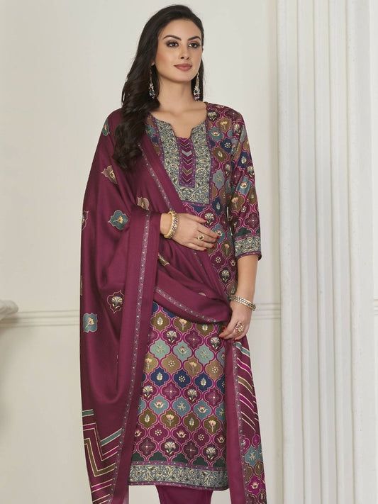Aastha Fashion Women's Multicolor Pashmina Digital Printed Kurta with Trouser & Dupatta - Grab2buy