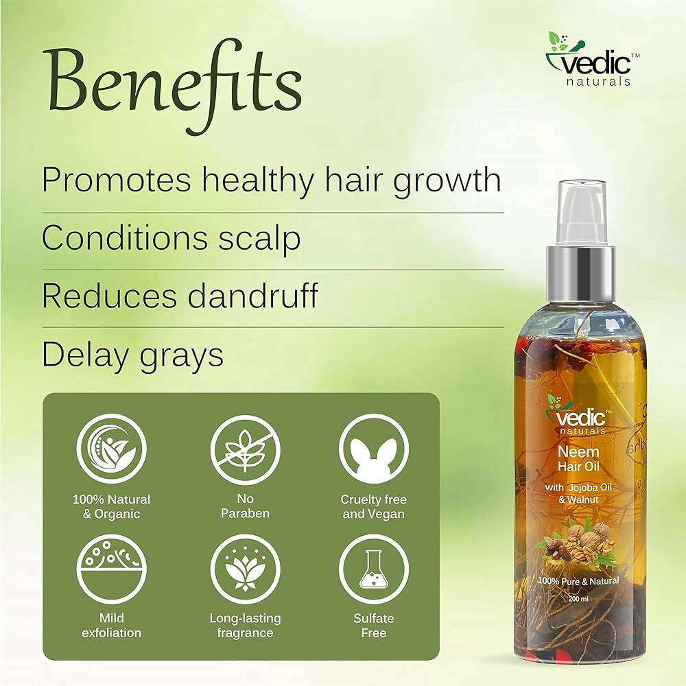 Vedic Naturals Neem Hair Oil With Jojoba Oil & Walnut Oil  Grab2Buy Vedic Naturals Grab2Buy