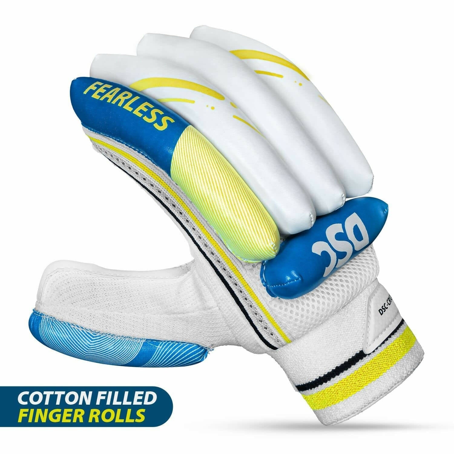 DSC Condor Ruffle Cricket Batting Gloves - Youth Left Multicolour with Cotton Gusset 