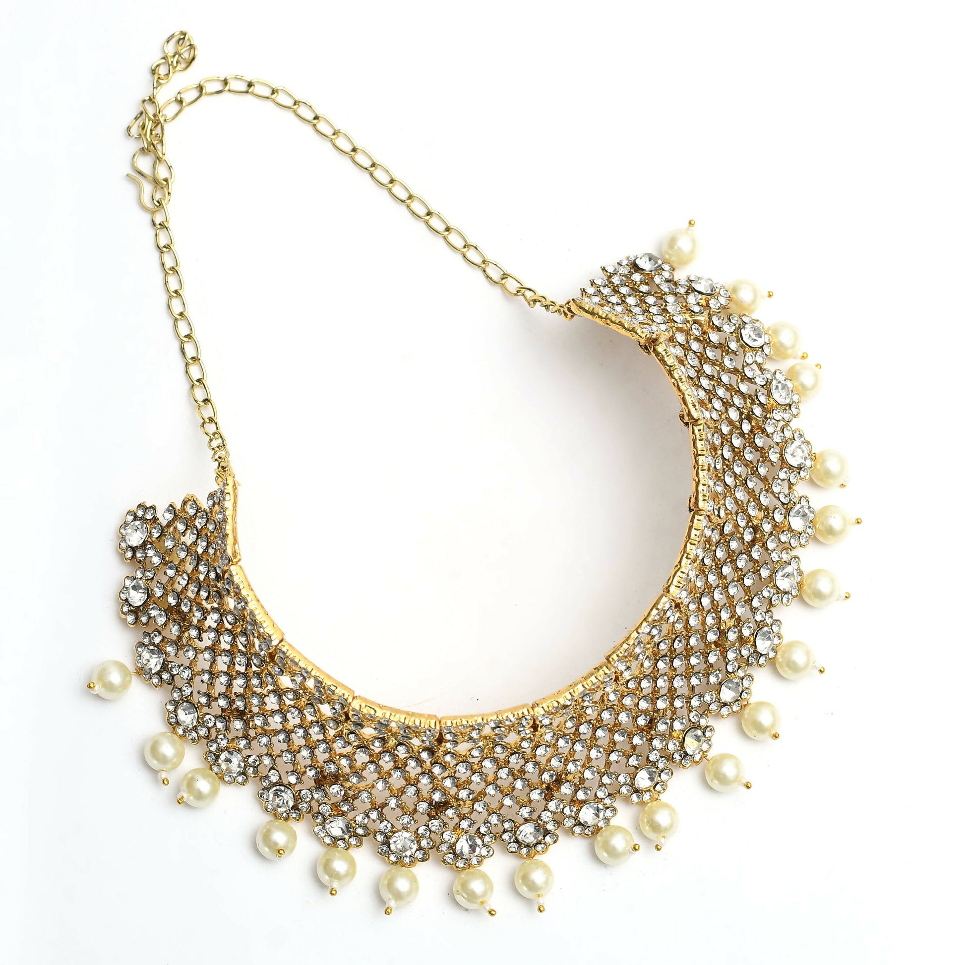 Mominos Fashion Johar Kamal Traditional Rajwadi Design Heavy Golden Necklace Set - Grab2buy