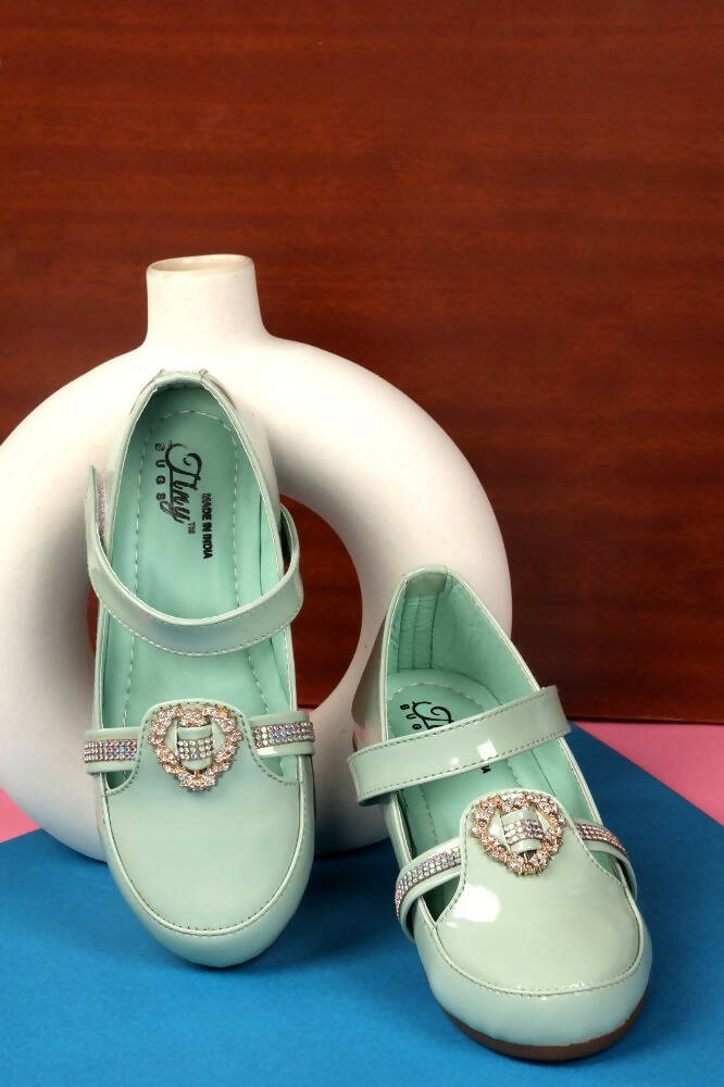 Tiny Bugs Girls Party Wear Velcro Ballerinas - Green  Grab2Buy Tiny Bugs Grab2Buy