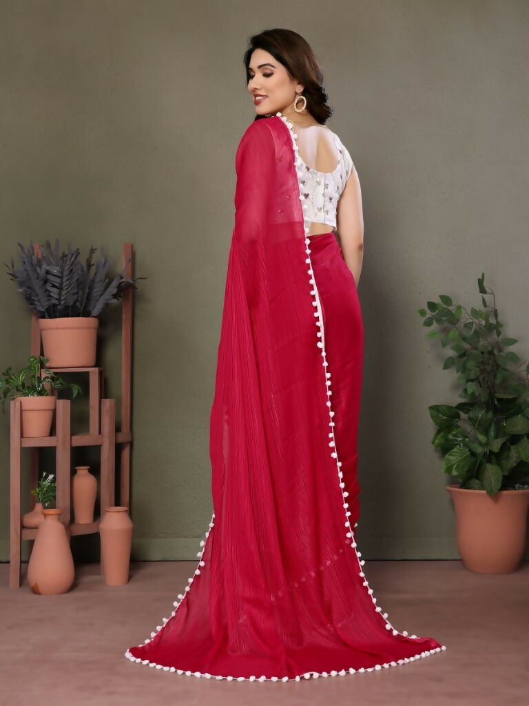 Designer Partywear Red Banglori Fancy Saree - Kanak
