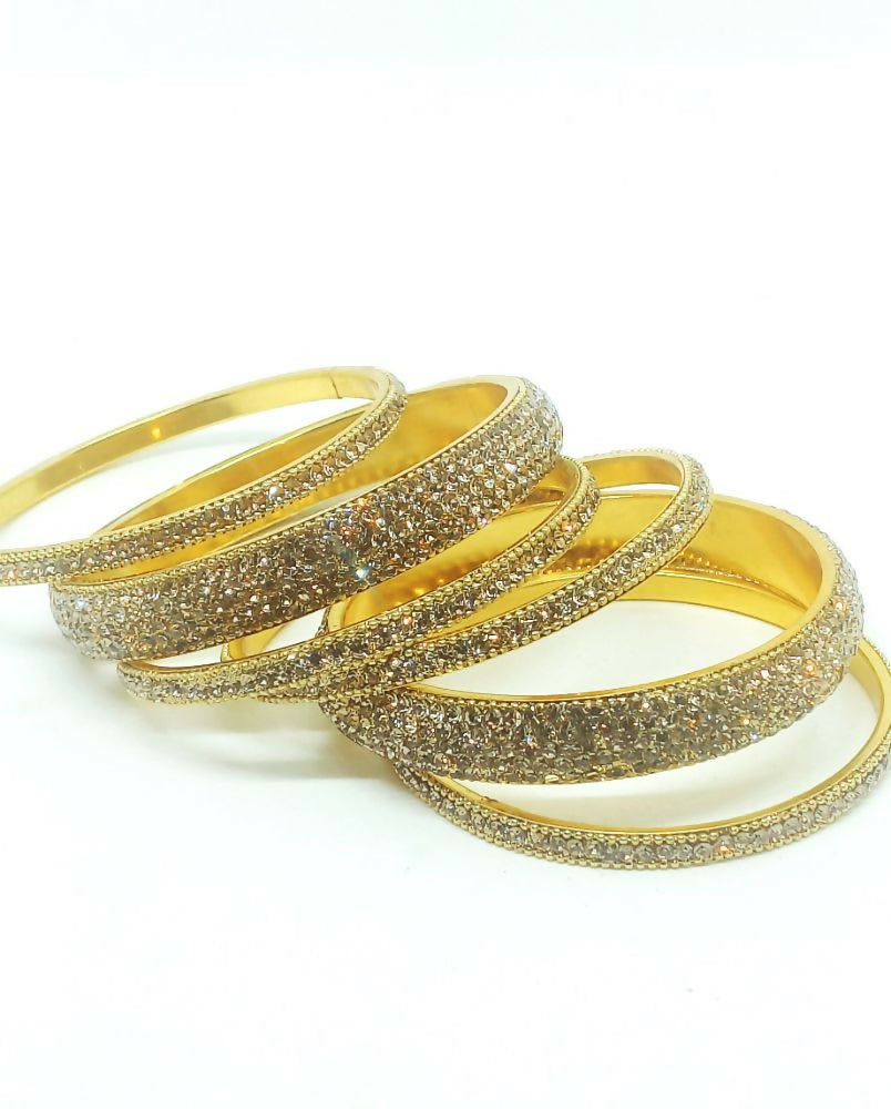 Joban Fashion Golden Crystal Diamond Bangles Set 