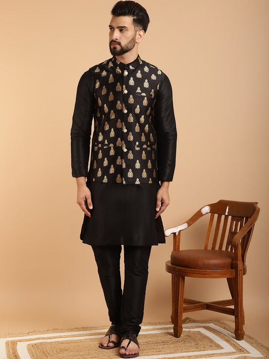 Sojanya Band Collar Regular Kurta & Churidar With Nehru Collar 