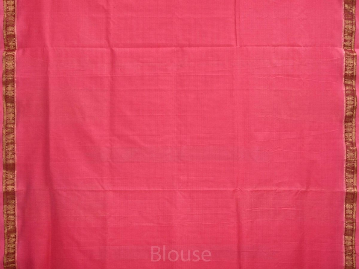 Baby Pink Khadi Cotton Handloom Grab2Buy with Doby Border and Zari Strips Pallu Design - Global Threads 