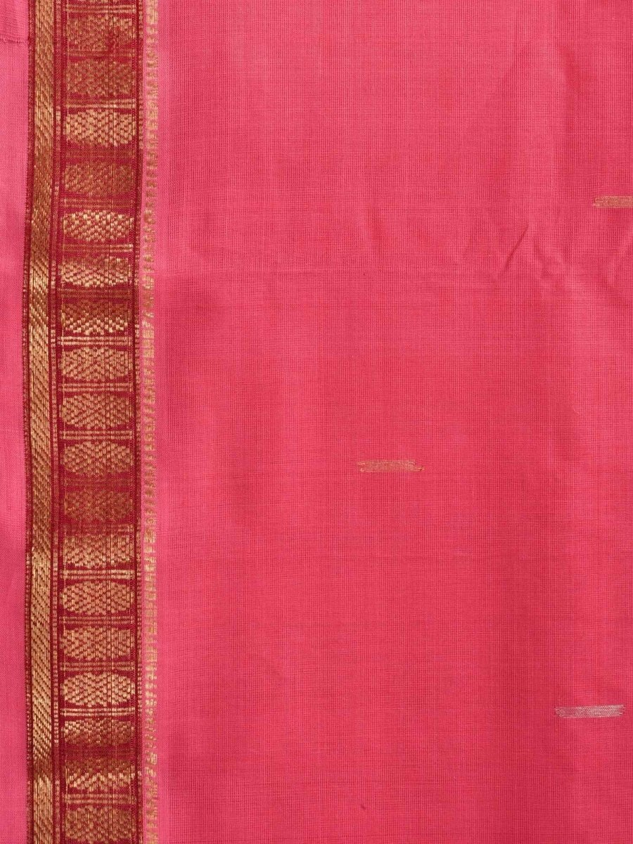 Baby Pink Khadi Cotton Handloom Grab2Buy with Doby Border and Zari Strips Pallu Design - Global Threads 