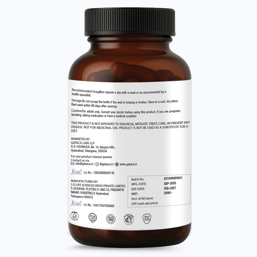 GATACA Liposomal Vitamin C Capsules for High Bioavailability| Immunity, Better Skin & Iron Absorption 
