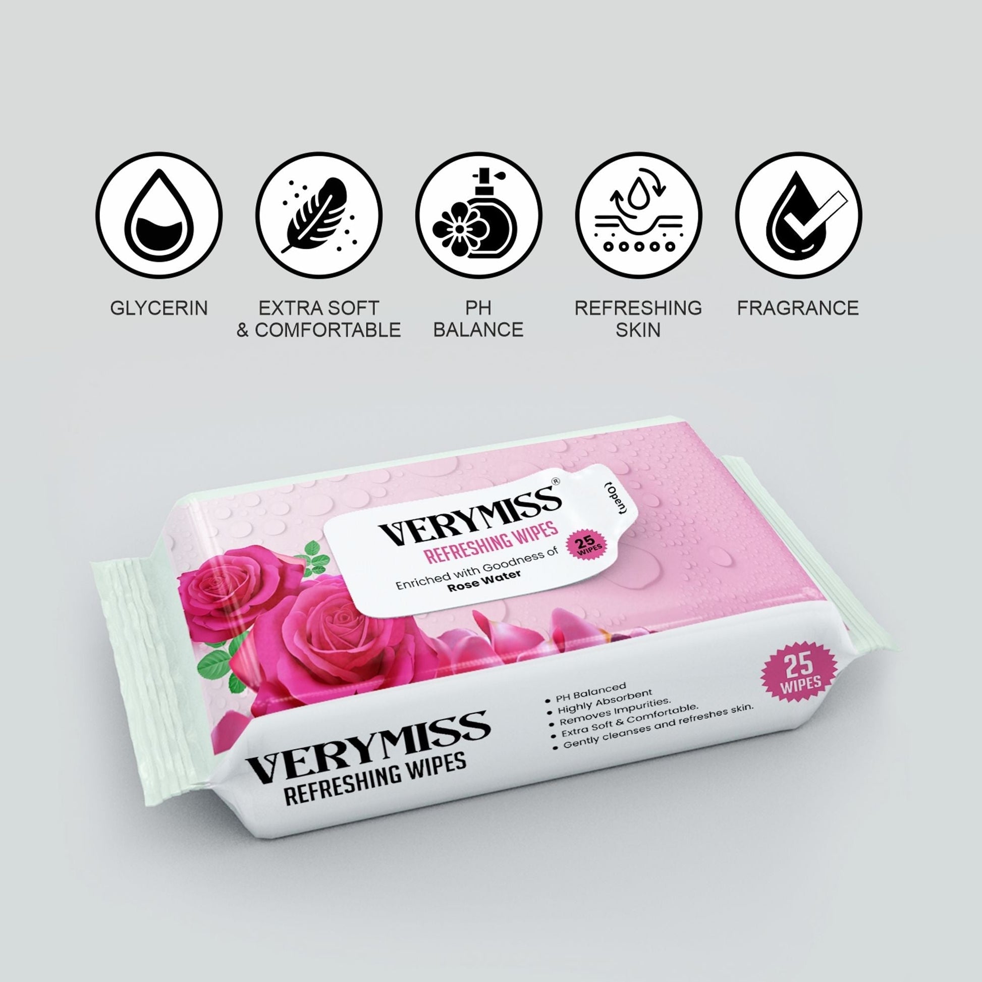 VERYMISS Rose Refreshing Face Wipes  Grab2Buy VERYMISS Grab2Buy