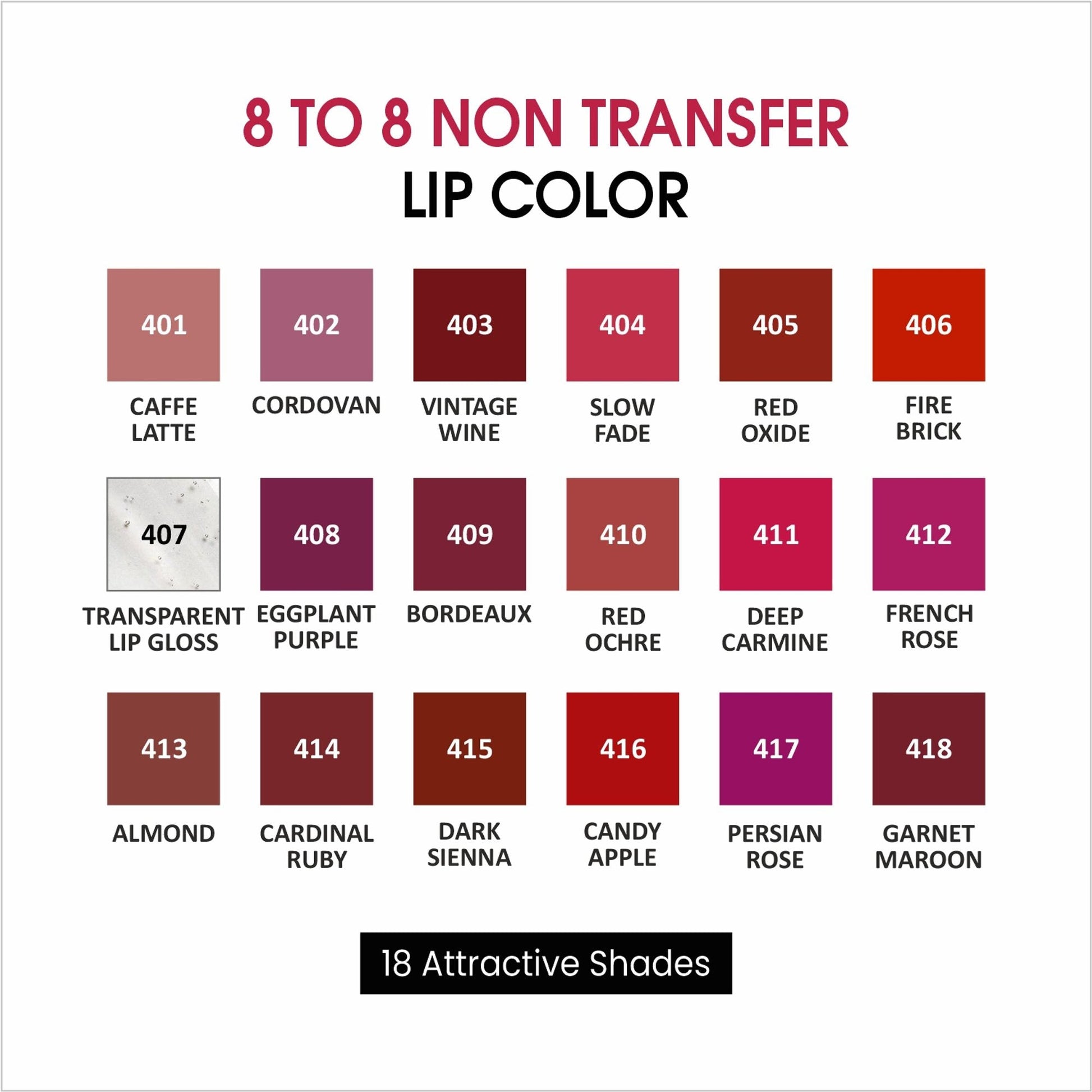 VERYMISS 8 To 8 Non Transfer Lip Color - 406 Fire Brick  Grab2Buy VERYMISS Grab2Buy