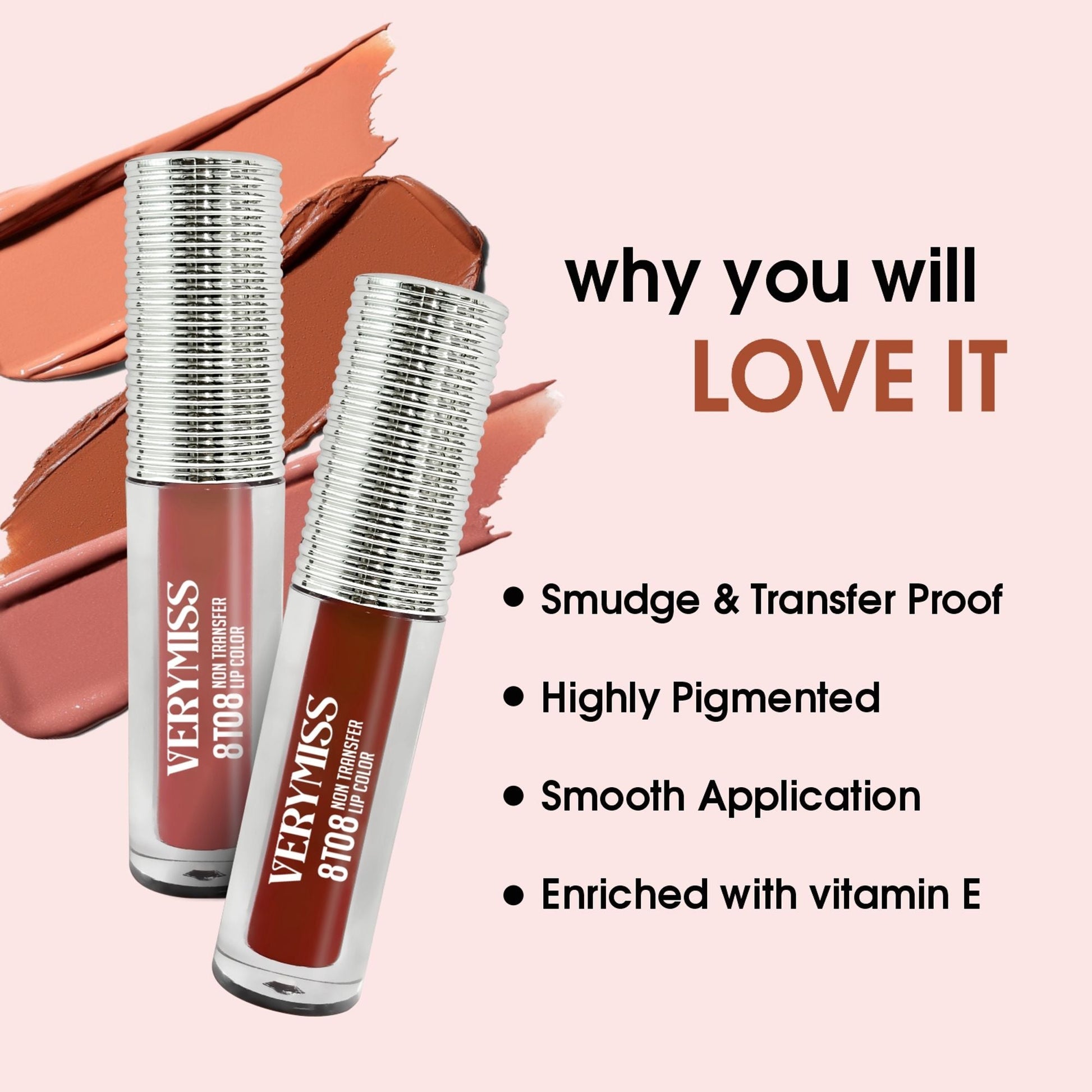 VERYMISS 8 To 8 Non Transfer Lip Color - 406 Fire Brick  Grab2Buy VERYMISS Grab2Buy