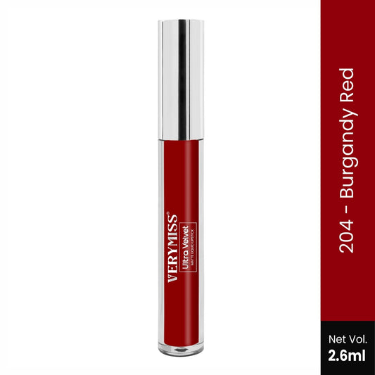 VERYMISS Ultra Velvet Matte Liquid Lipstick - 204 Burgandy Red  Grab2Buy VERYMISS Grab2Buy