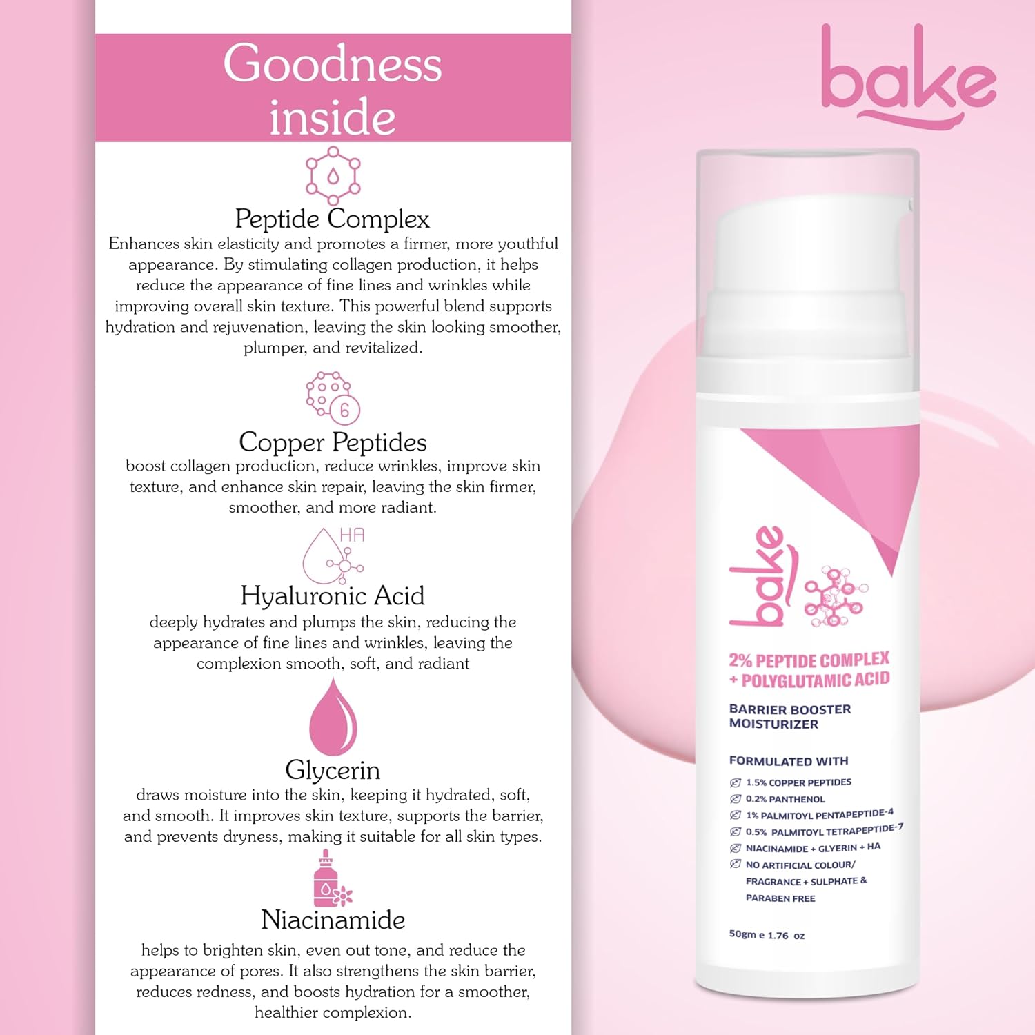 Bake Super Glow+ Glazed Peptide Barrier Repair Moisturizer  Grab2Buy Bake Grab2Buy