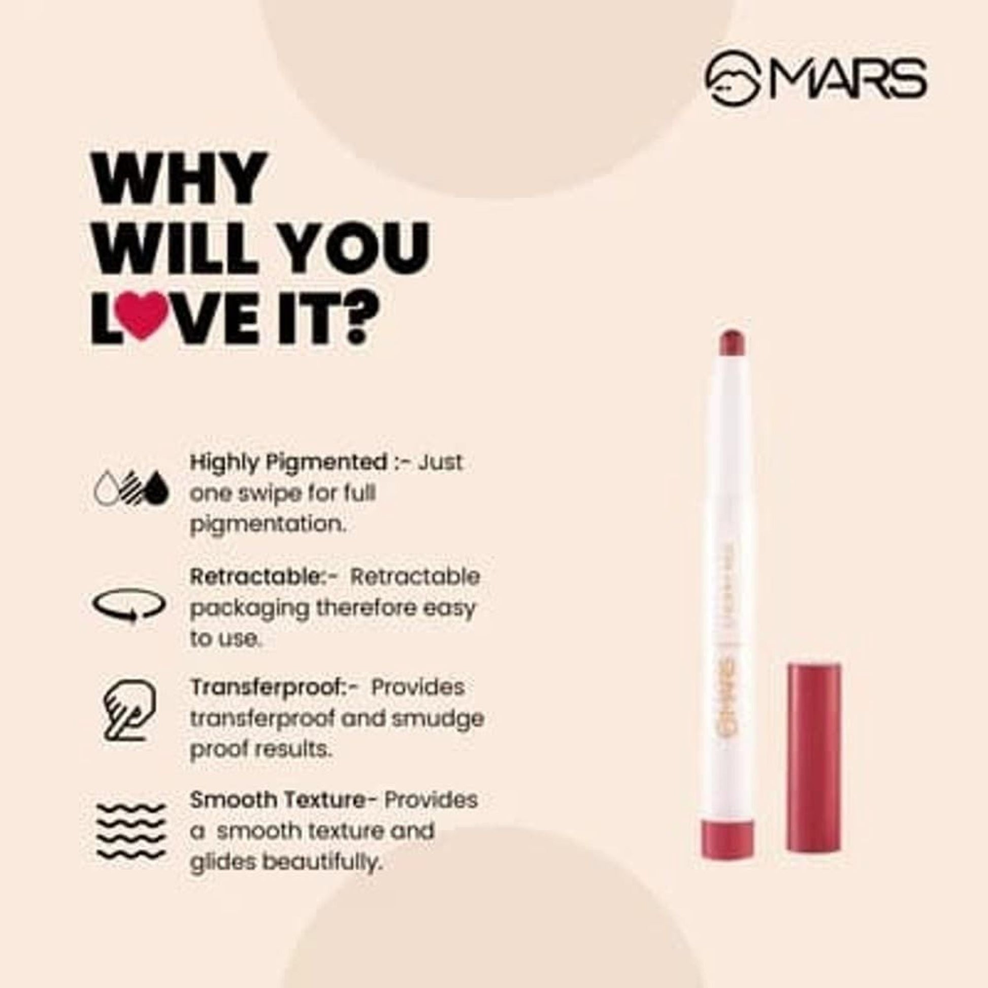 MARS Cosmetics Retractable Poppins Lipstick - Coffee Brown 