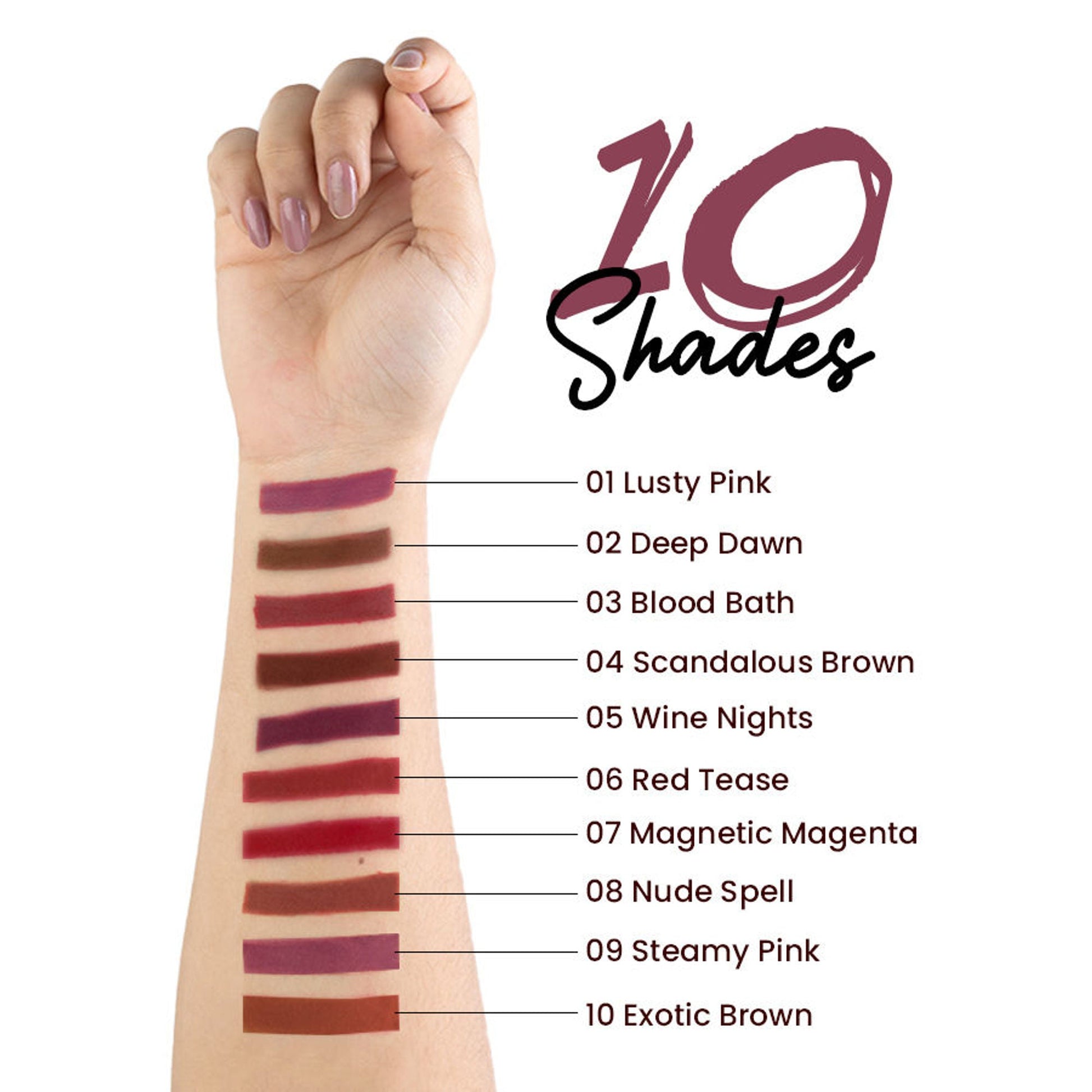 MARS Cosmetics Matte Lip Liner Pack of 10 - Set A 