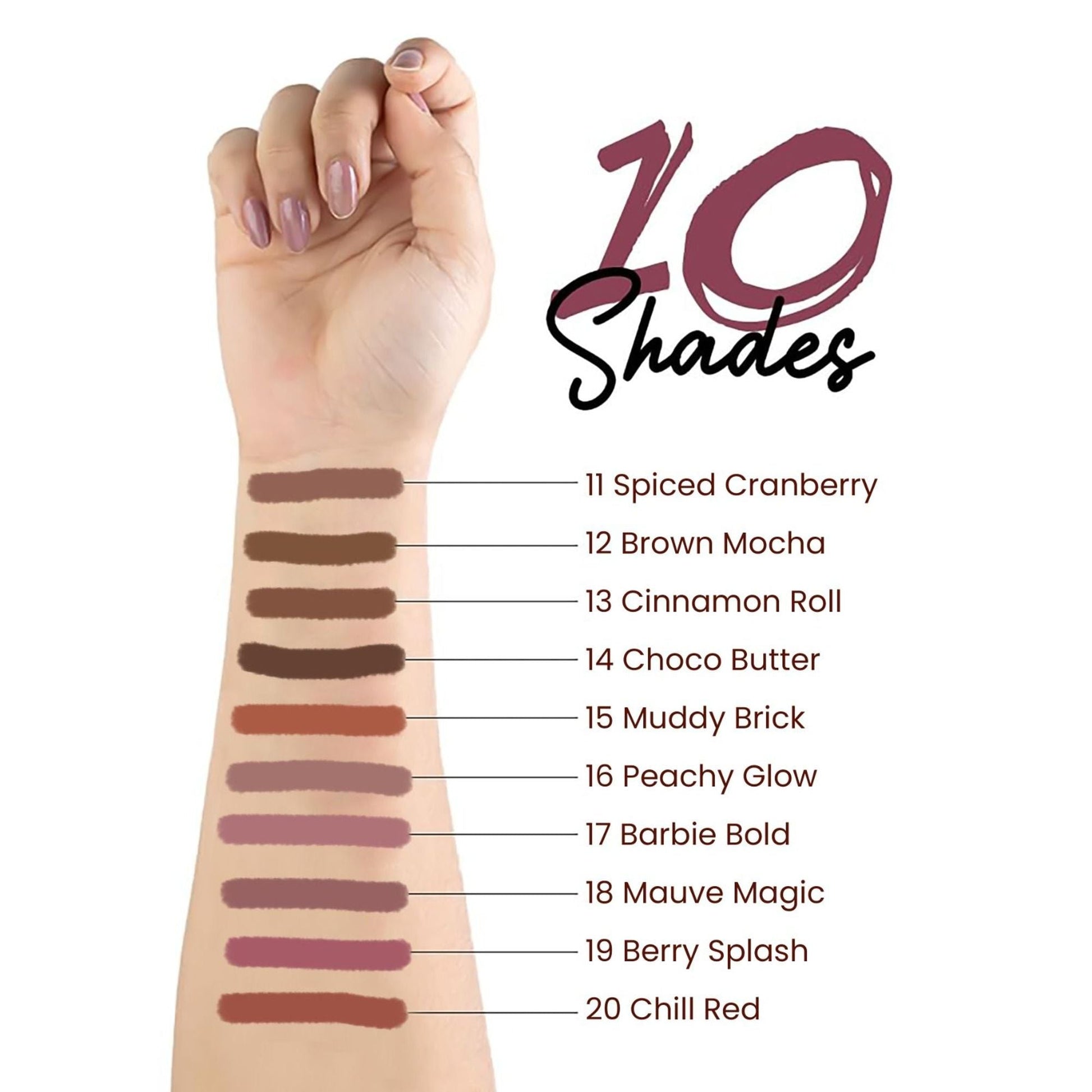 MARS Cosmetics Matte Lip Liner Set of 10 - Set B 
