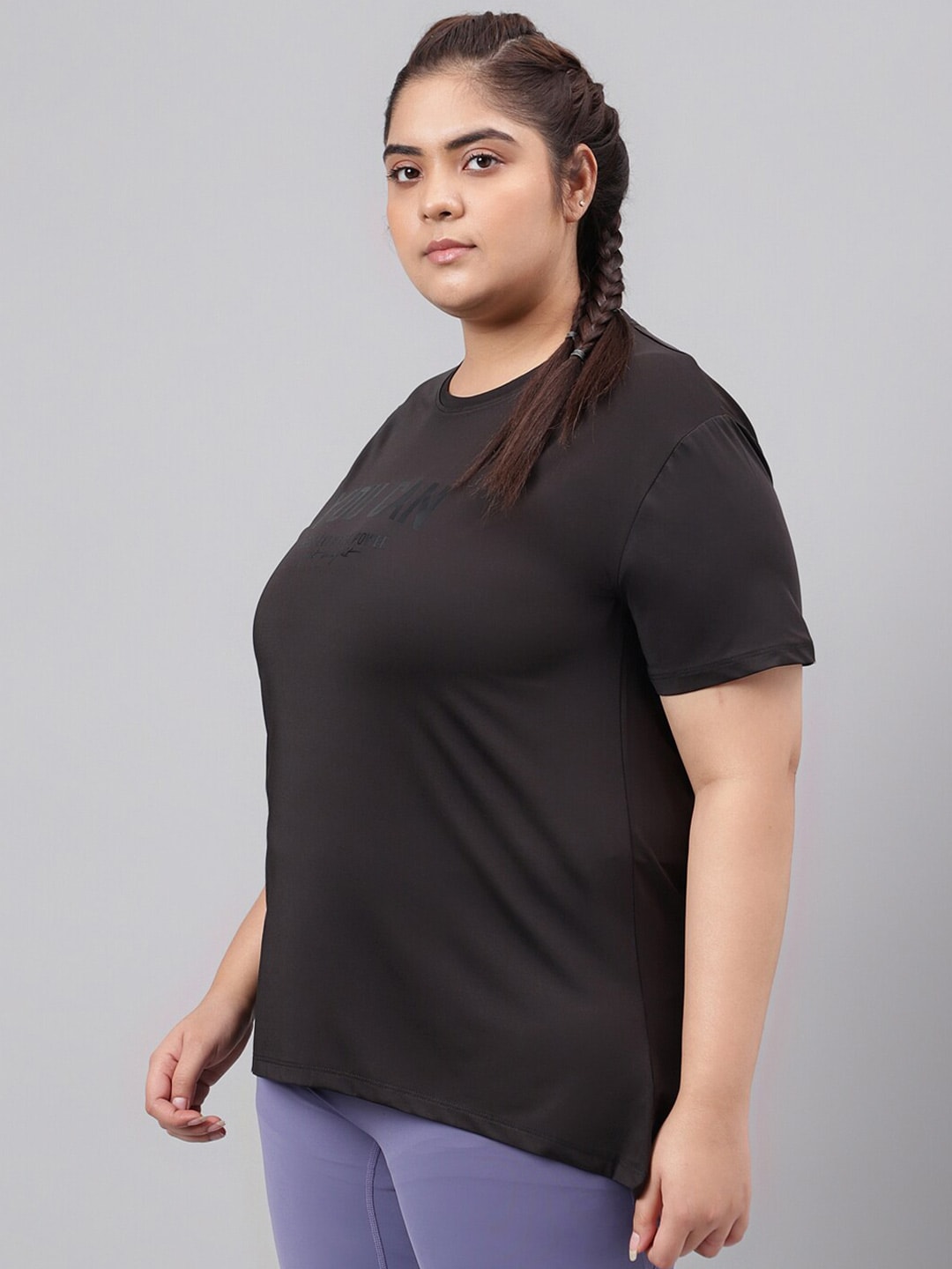 MKH Plus Size Typography Printed Drop Shoulder Sleeves Relaxed Fit Dri-FIT Sports T-Shirt 