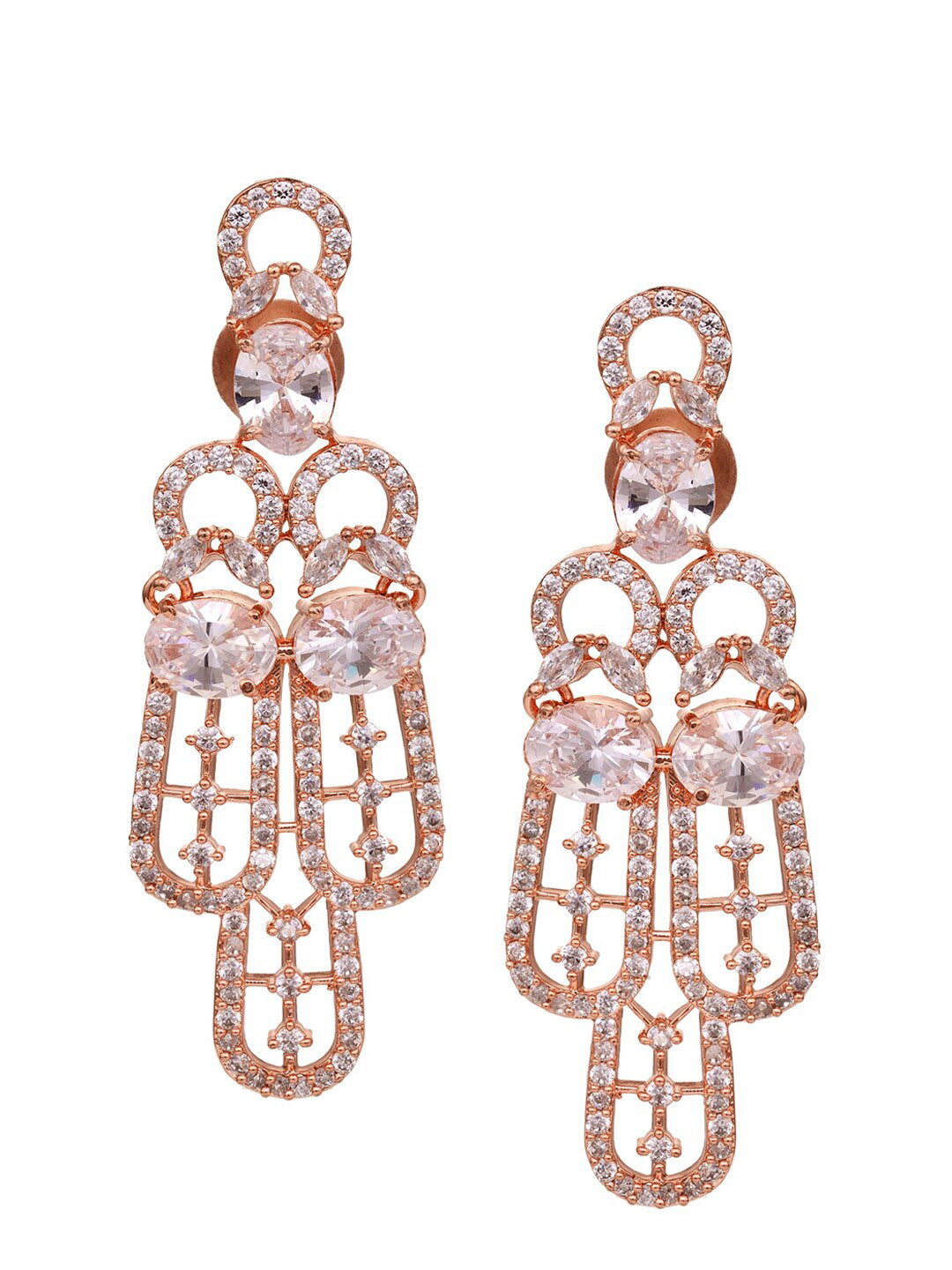 Saraf RS Jewellery Rose Gold-Plated White AD Studded Jewellery Set With Maang Tika - Grab2buy