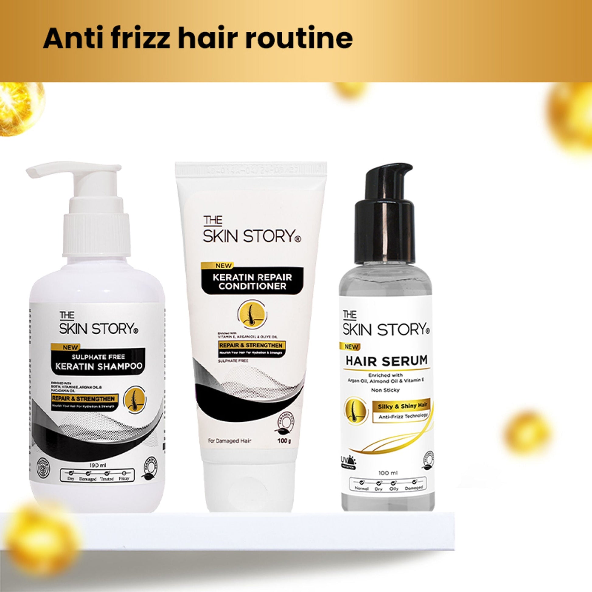 The Skin Story Anti Frizz Hair Serum For Smooth Shiny Silky Hair with Vit E Argan Oil  Grab2Buy The Skin Story Grab2Buy