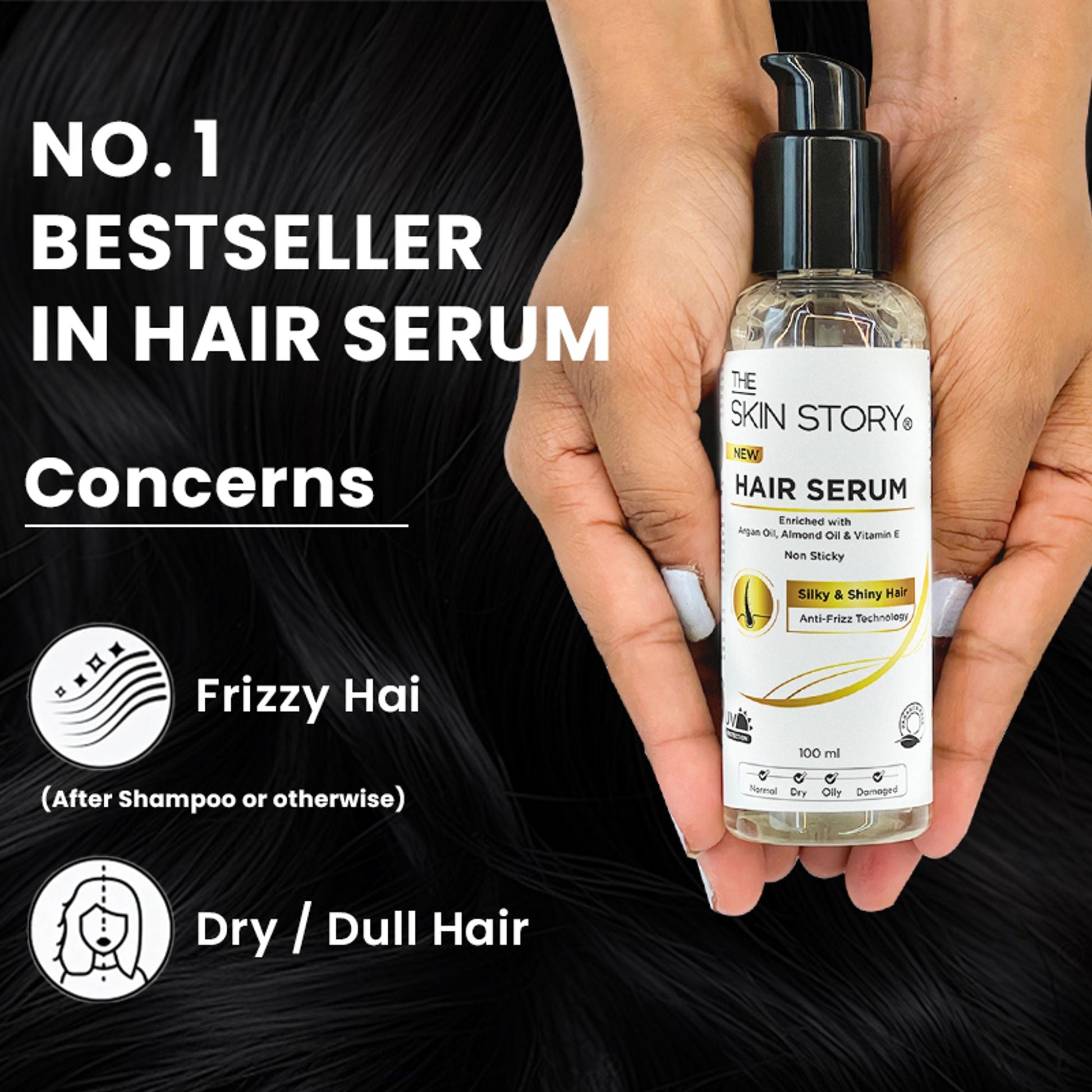 The Skin Story Anti Frizz Hair Serum For Smooth Shiny Silky Hair with Vit E Argan Oil  Grab2Buy The Skin Story Grab2Buy