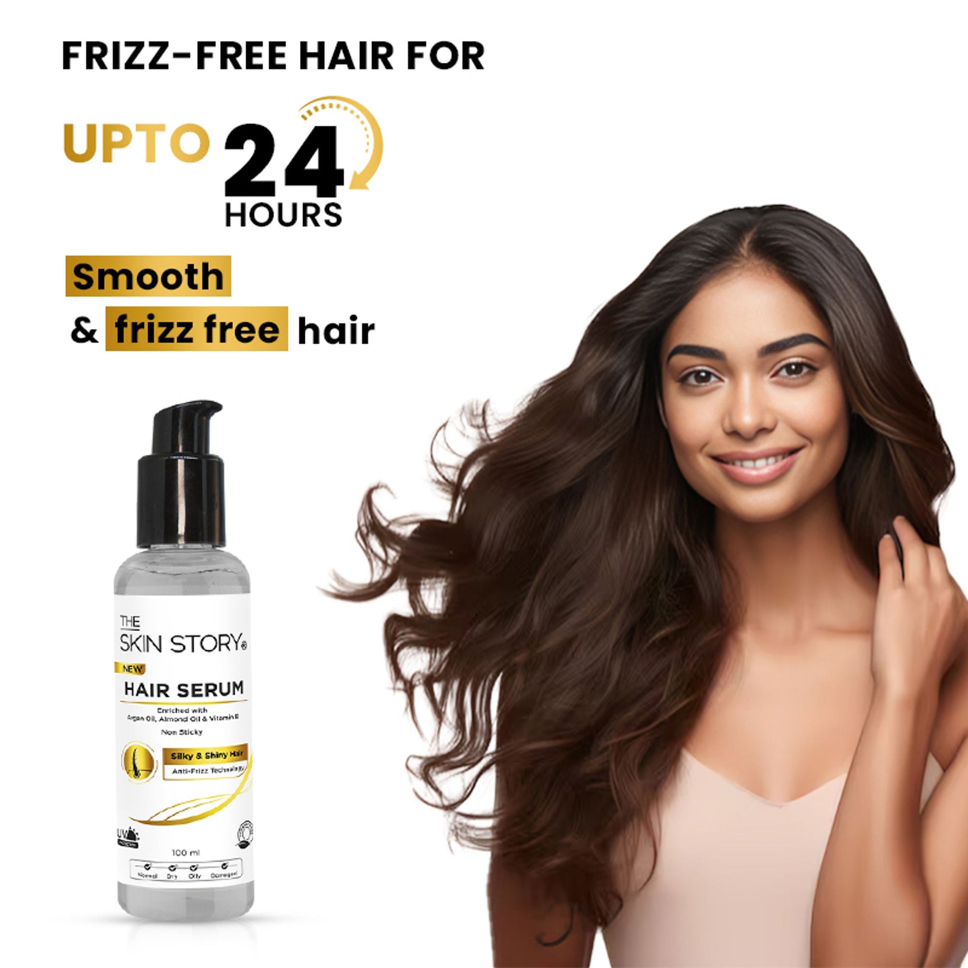 The Skin Story Anti Frizz Hair Serum For Smooth Shiny Silky Hair with Vit E Argan Oil  Grab2Buy The Skin Story Grab2Buy