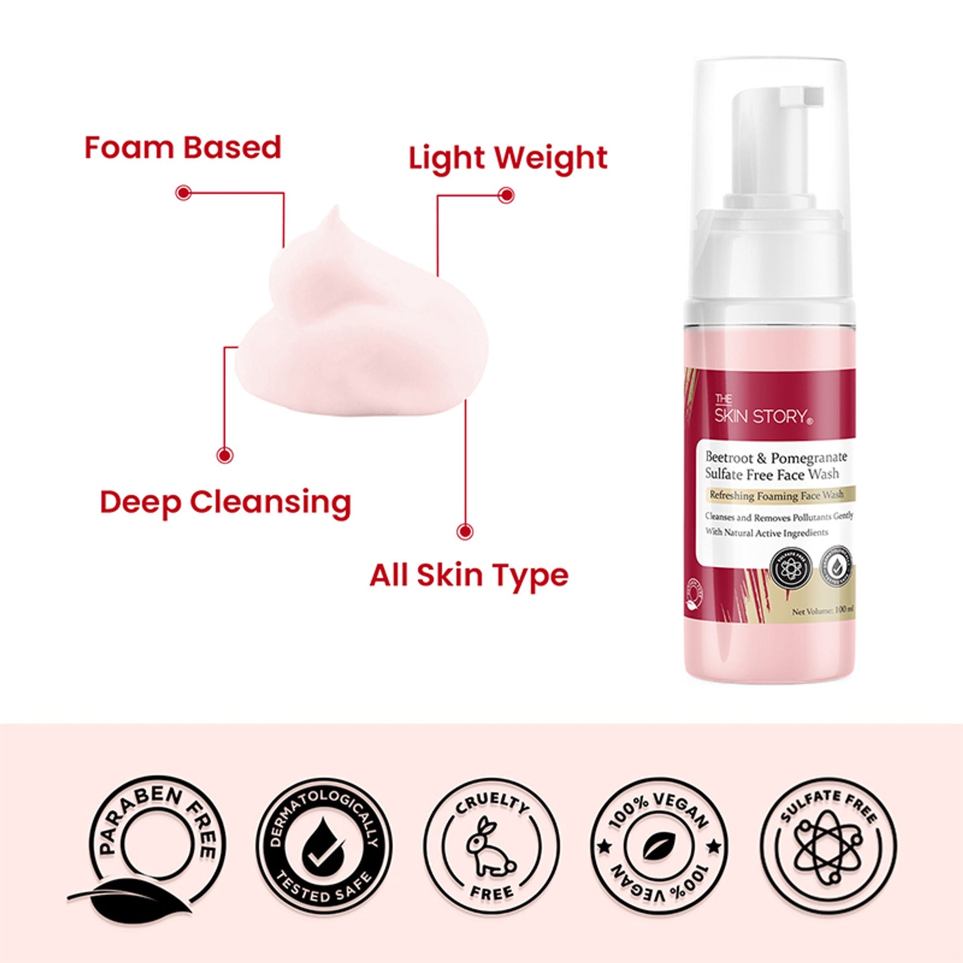 The Skin Story Beetroot Glow Foaming Face Wash For Dark Spots Anti-Aging Cleanses  Grab2Buy The Skin Story Grab2Buy