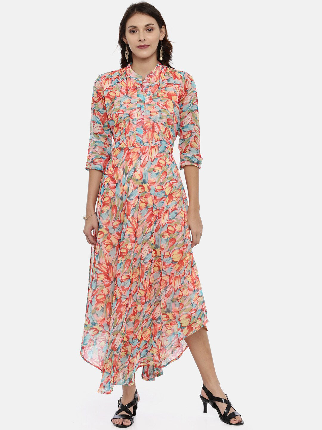 Souchii Floral Chiffon Midi Dress 