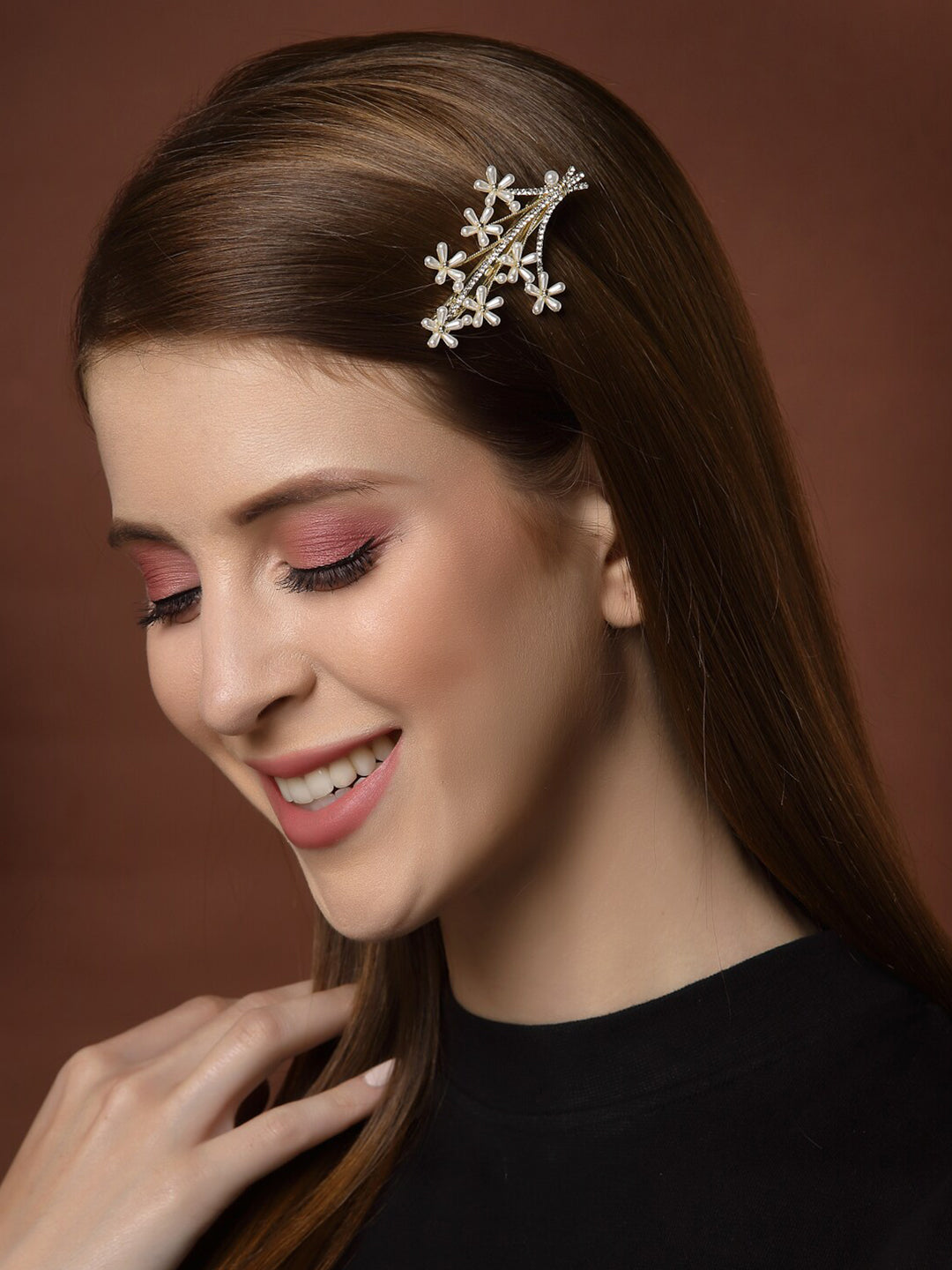 Panash Women Gold-Toned Embellished Alligator Hair Clip - Grab2buy